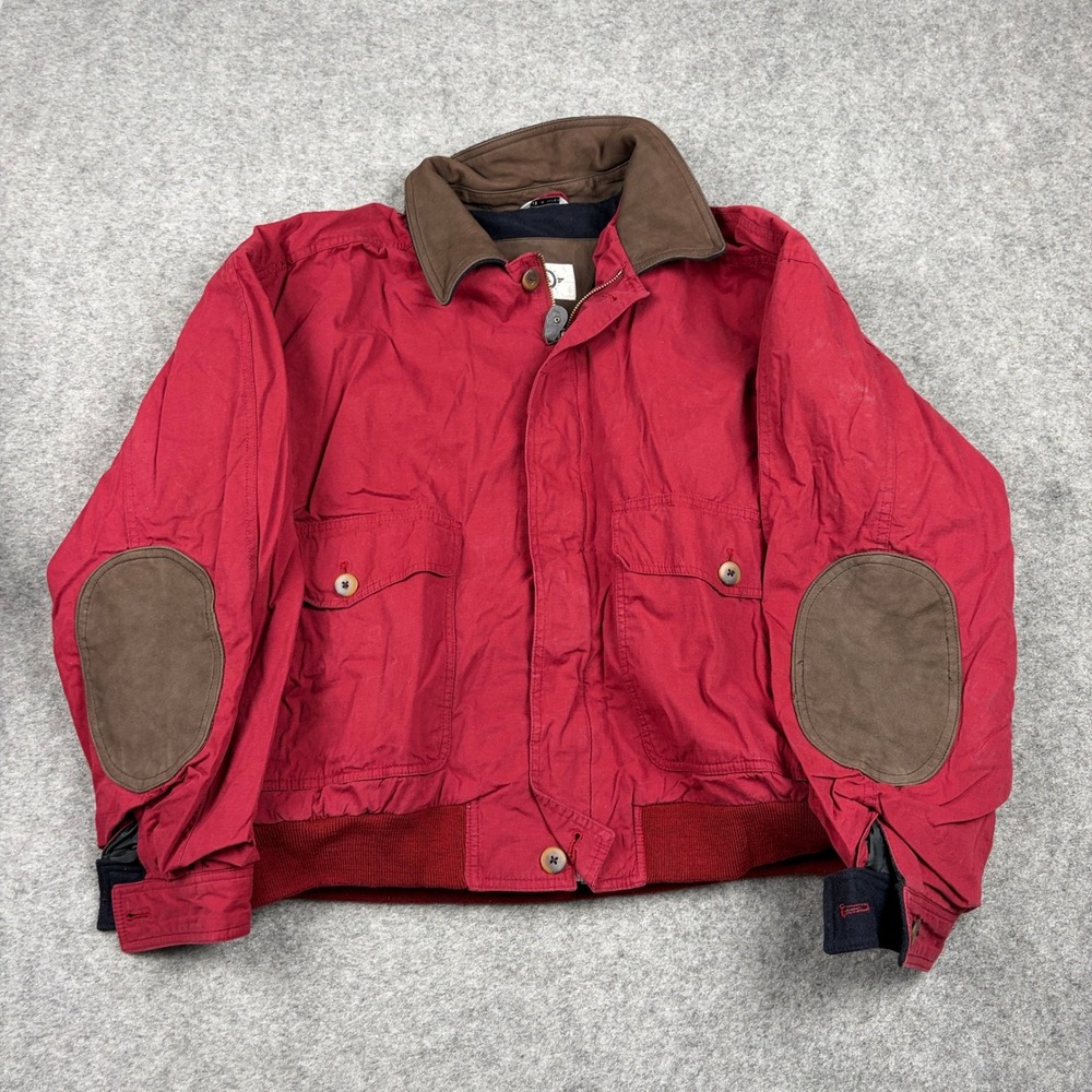Aviator Bomber Jacket Mens 1X Red Vintage Patches Full Zip Lightweight Softshell